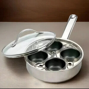 ENDURANCE 18/8 Stainless Steel 4-Egg Poaching Complete Set Pan Cups Rack Lid